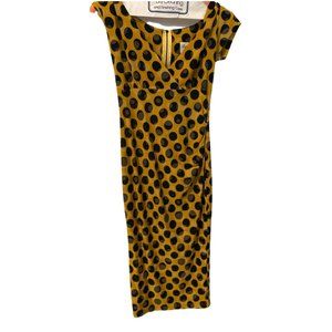 Yellow printed midi dress